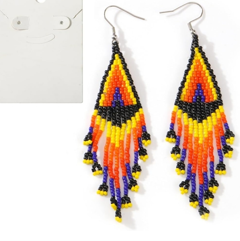 Colorful Beaded Dangle Earrings - Picture 5 of 9